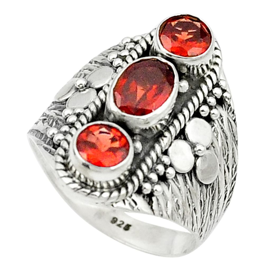 Natural red garnet 925 sterling silver ring jewelry size 7.5 m49412