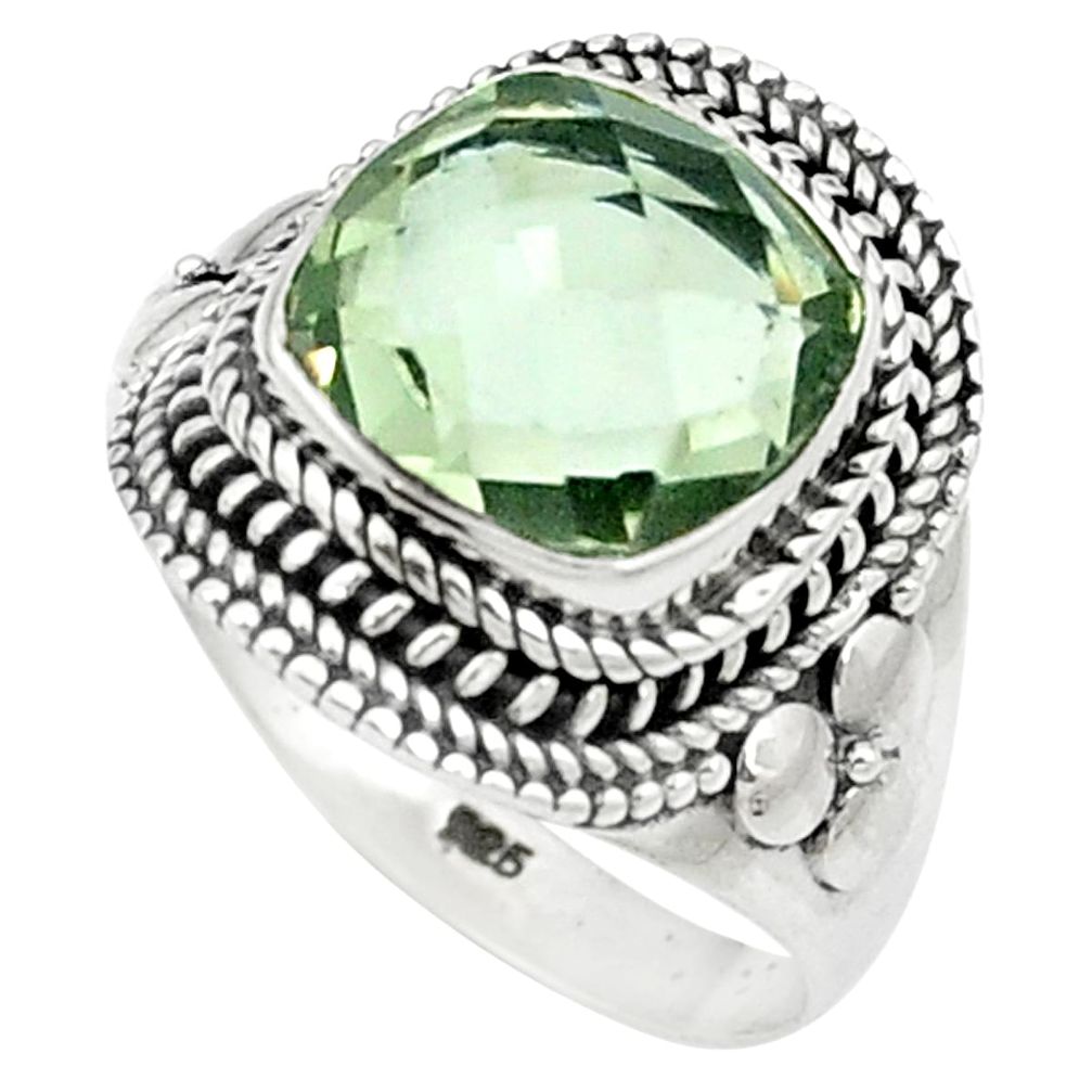 Natural green amethyst 925 sterling silver ring jewelry size 8 m49413