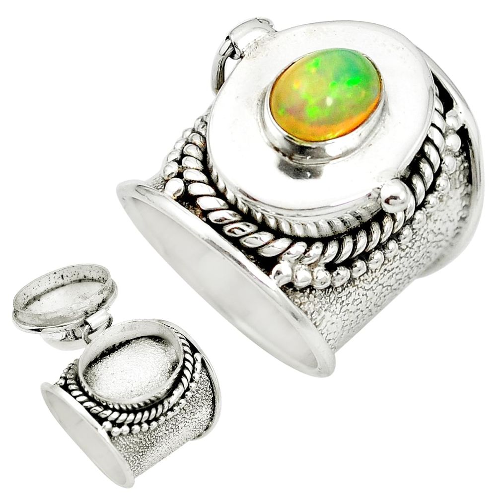 925 silver natural multi color ethiopian opal poison box ring size 6 m49692