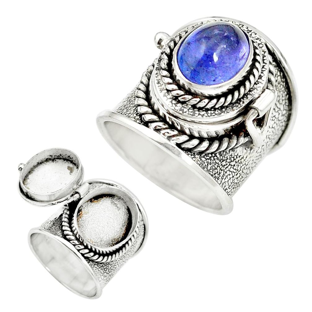 925 sterling silver natural blue tanzanite poison box ring size 7 m49696