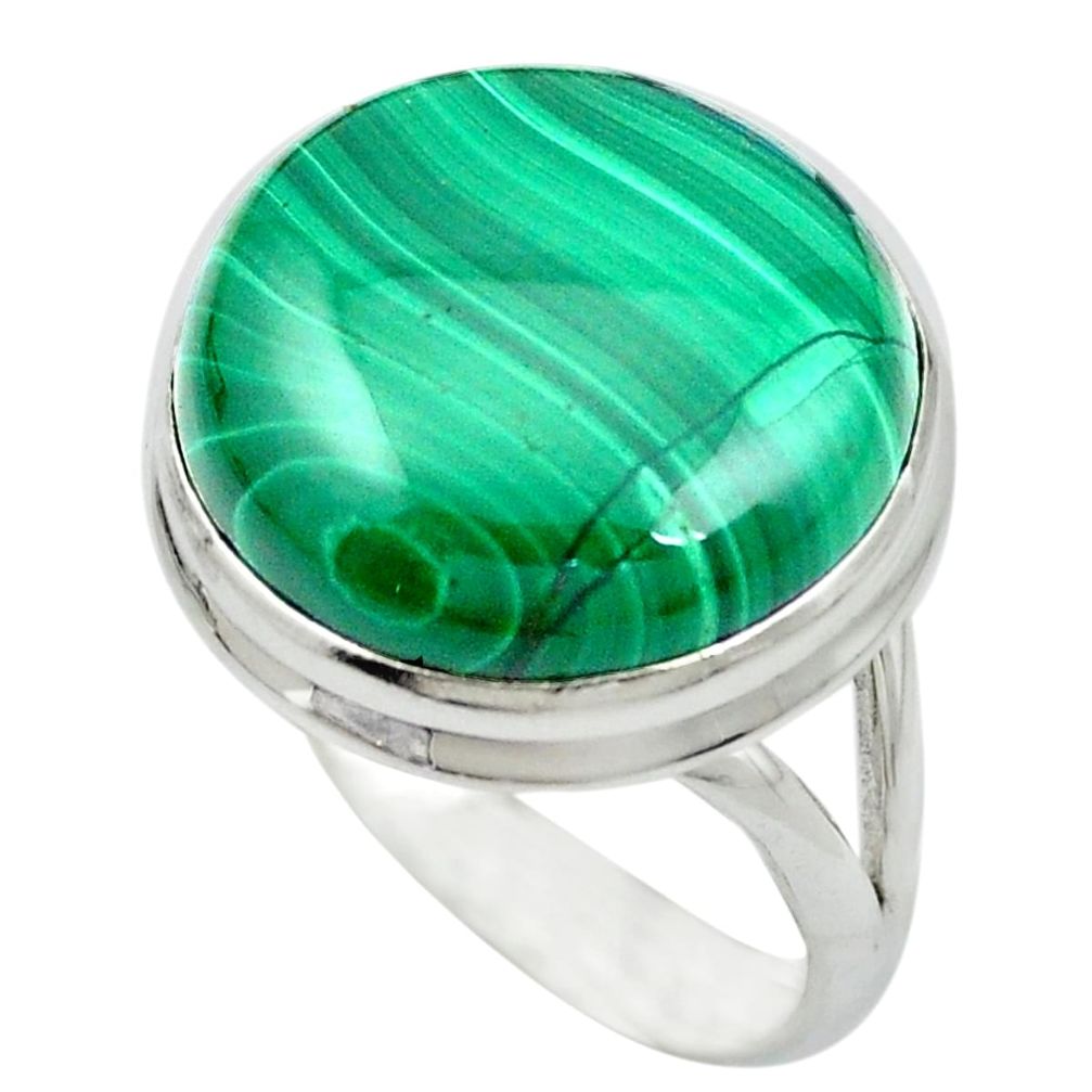 Natural green malachite (pilot's stone) 925 silver ring jewelry size 10 m50162