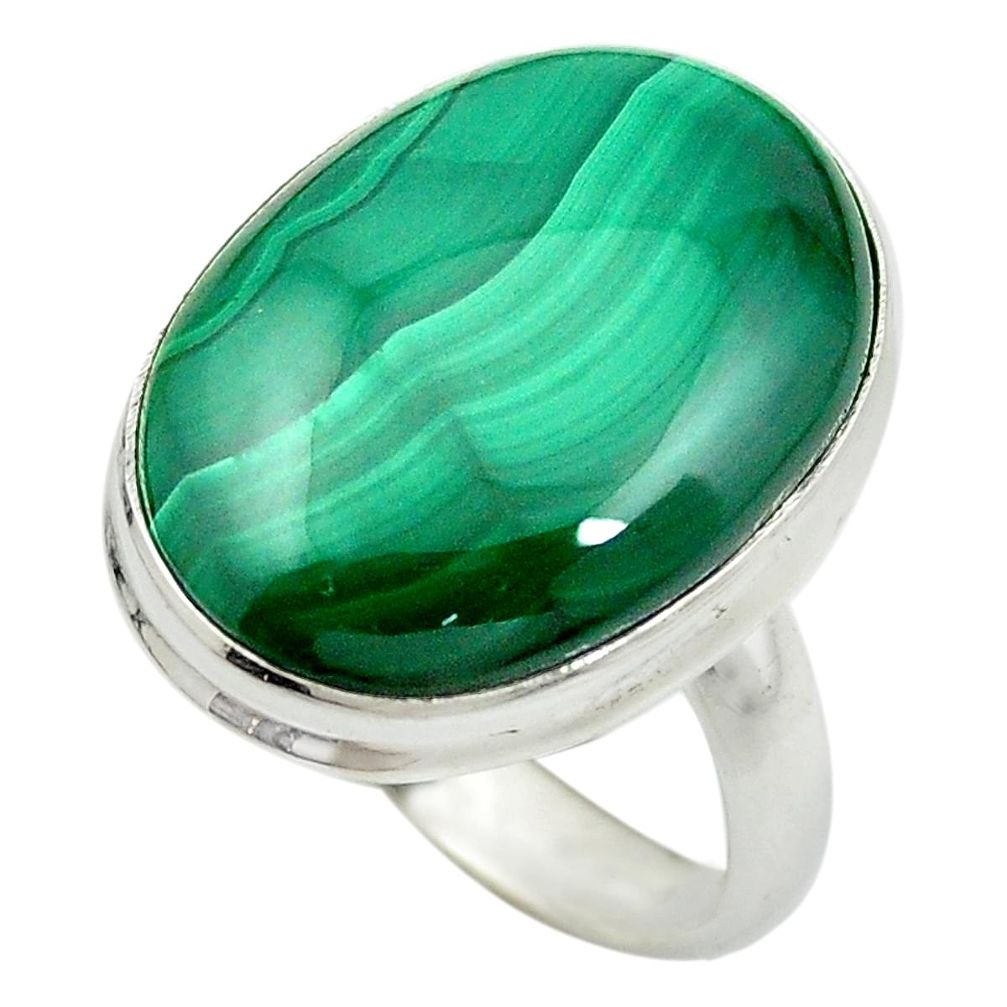 925 silver natural green malachite (pilot's stone) ring jewelry size 10.5 m50164