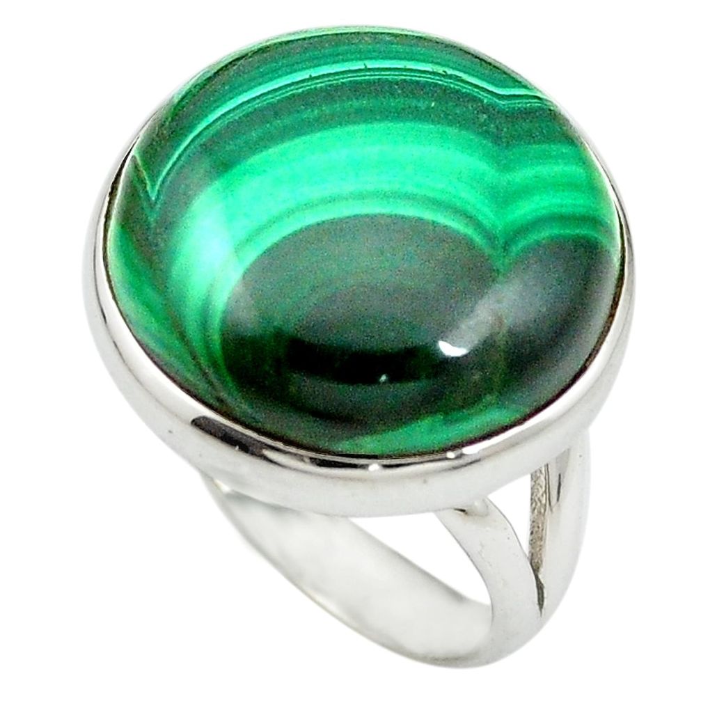 Natural green malachite (pilot's stone) 925 silver ring jewelry size 8 m50170