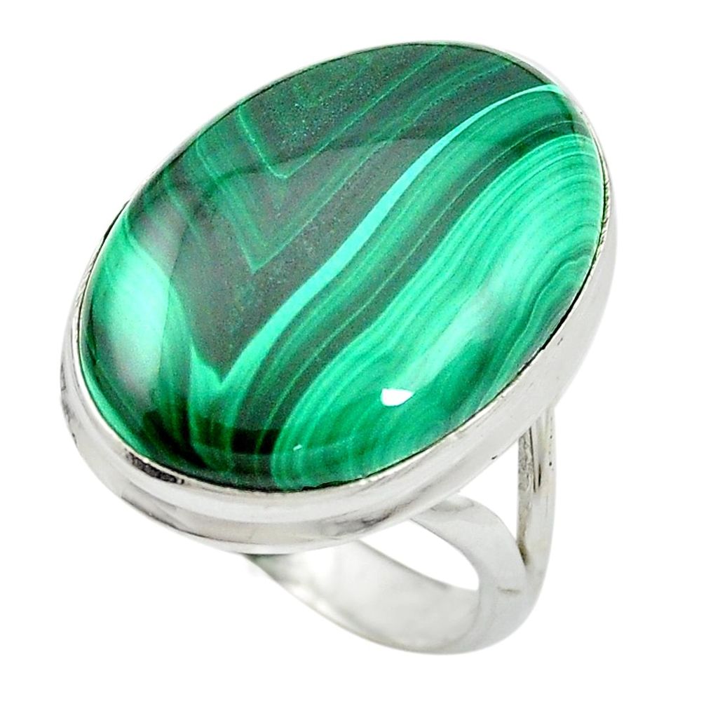925 silver natural green malachite (pilot's stone) ring jewelry size 9.5 m50172