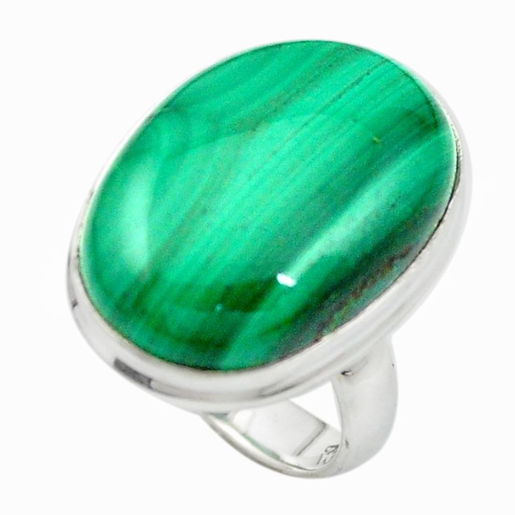 Natural green malachite (pilot's stone) 925 sterling silver ring size 5.5 m50173