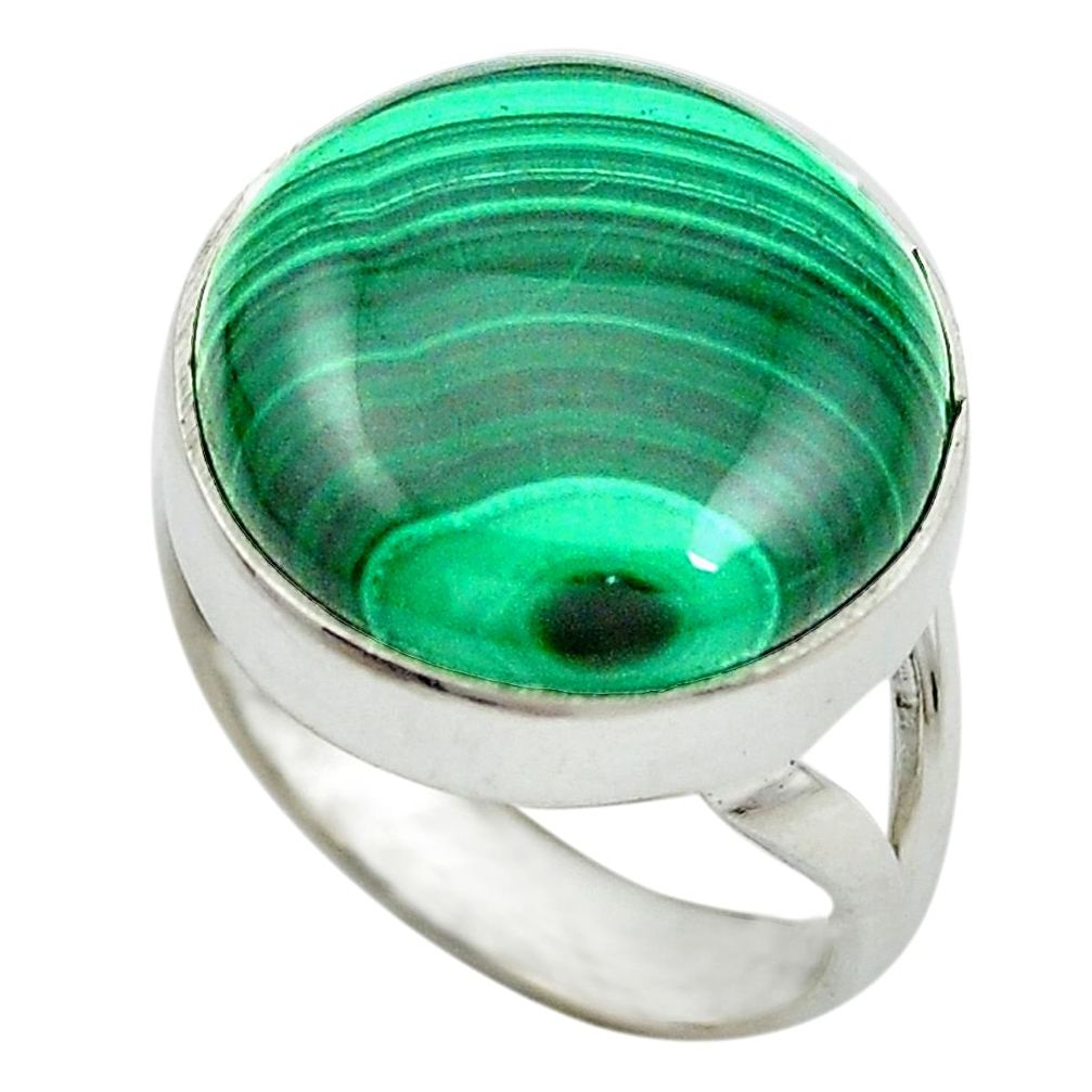 Natural green malachite (pilot's stone) 925 sterling silver ring size 6.5 m50175