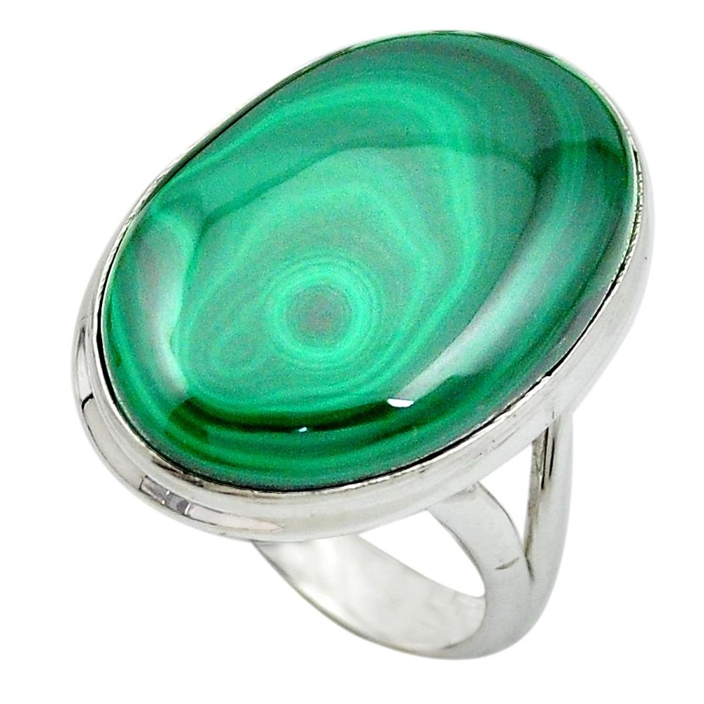 925 sterling silver natural green malachite (pilot's stone) ring size 10 m50176