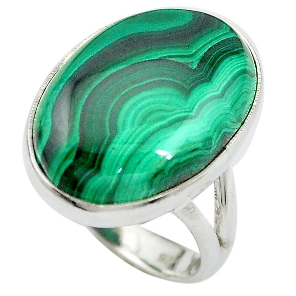 925 silver natural green malachite (pilot's stone) ring jewelry size 9.5 m50179