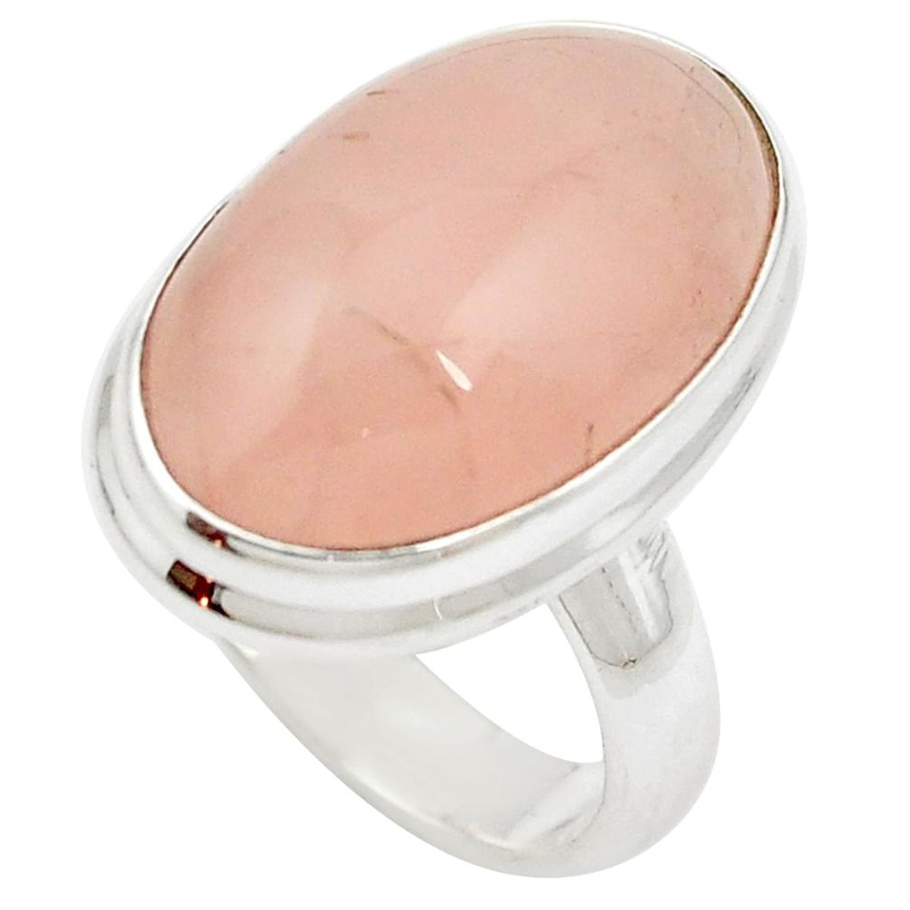 Natural pink rose quartz 925 sterling silver ring jewelry size 6 m50224