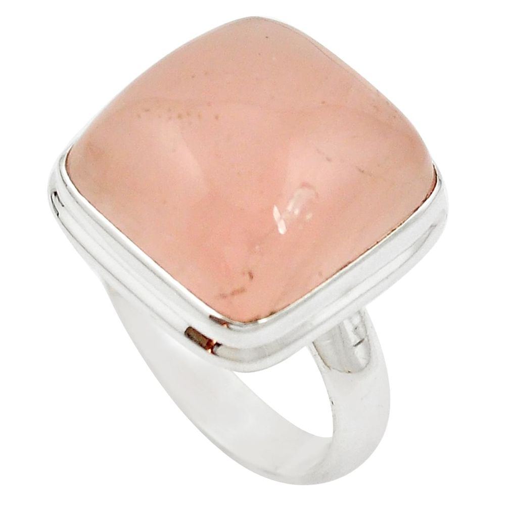 925 sterling silver natural pink rose quartz ring jewelry size 9 m50225