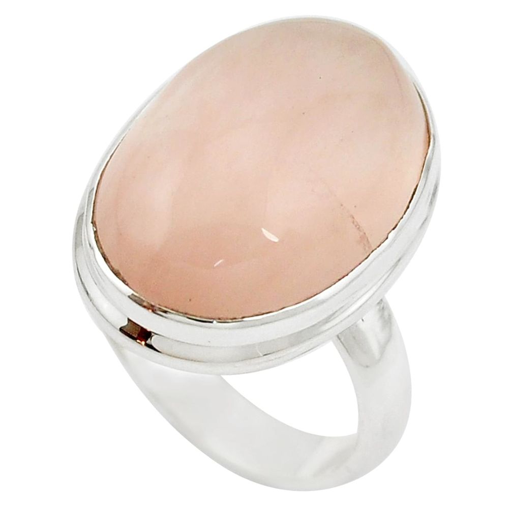 Natural pink rose quartz 925 sterling silver ring jewelry size 8 m50226