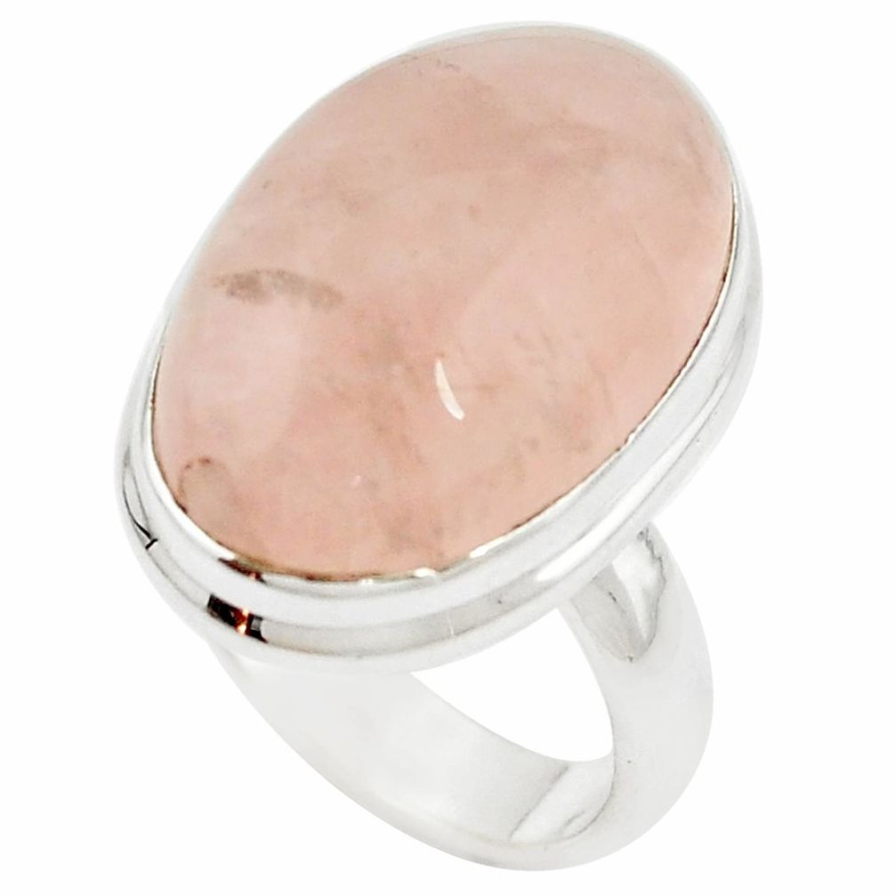 Natural pink rose quartz 925 sterling silver ring jewelry size 7 m50228