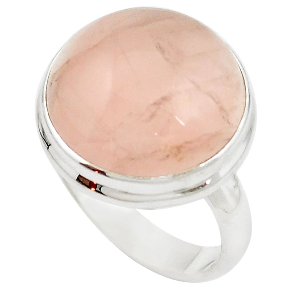 925 sterling silver natural pink rose quartz ring jewelry size 8.5 m50230
