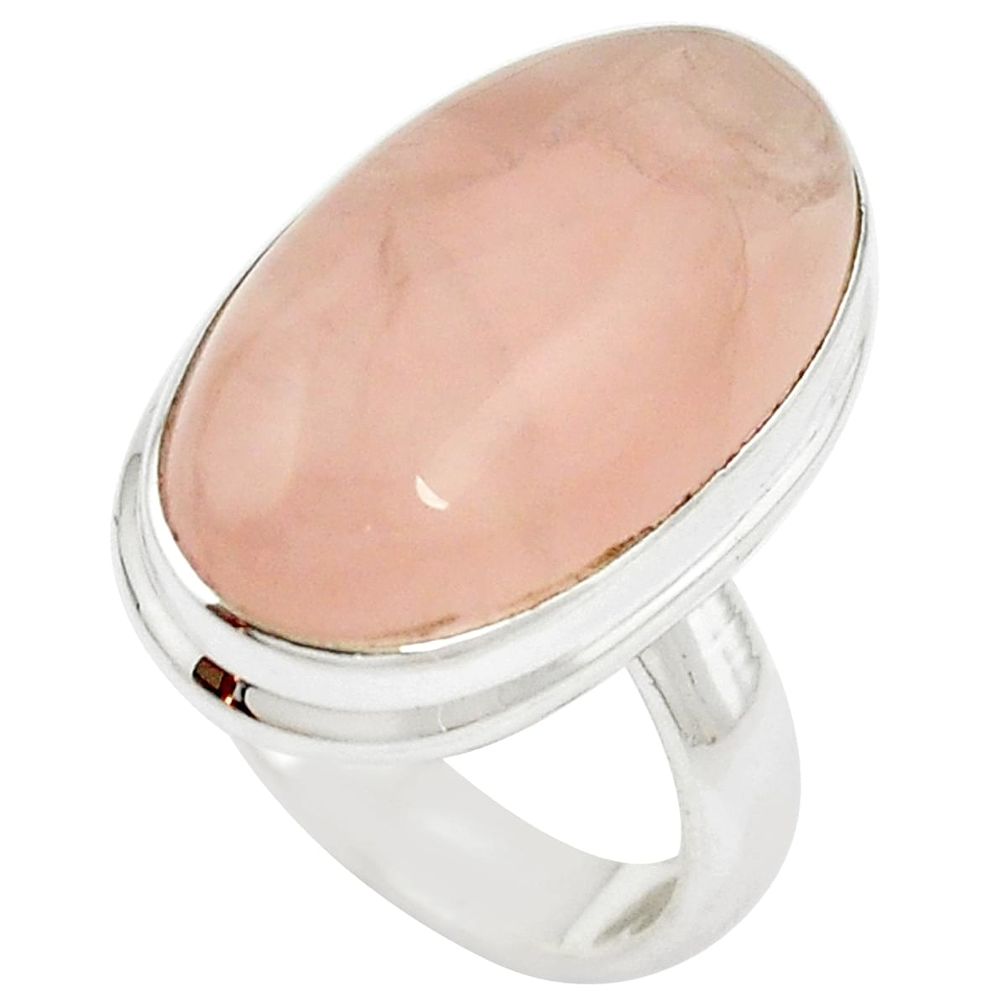 Natural pink rose quartz 925 sterling silver ring jewelry size 6 m50233