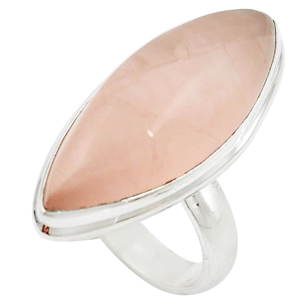 Natural pink rose quartz 925 sterling silver ring jewelry size 7 m50237