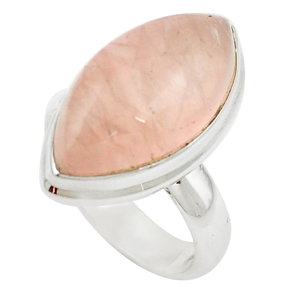 Natural pink rose quartz 925 sterling silver ring jewelry size 5.5 m50238