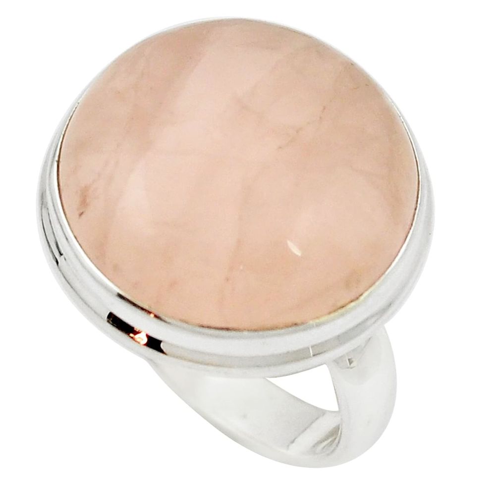 925 sterling silver natural pink rose quartz ring jewelry size 9 m50240