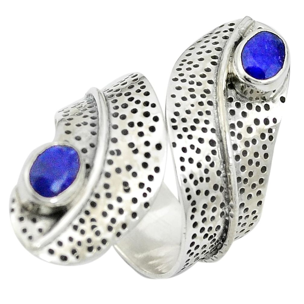 Blue sapphire quartz 925 sterling silver adjustable ring jewelry size 7 m50271