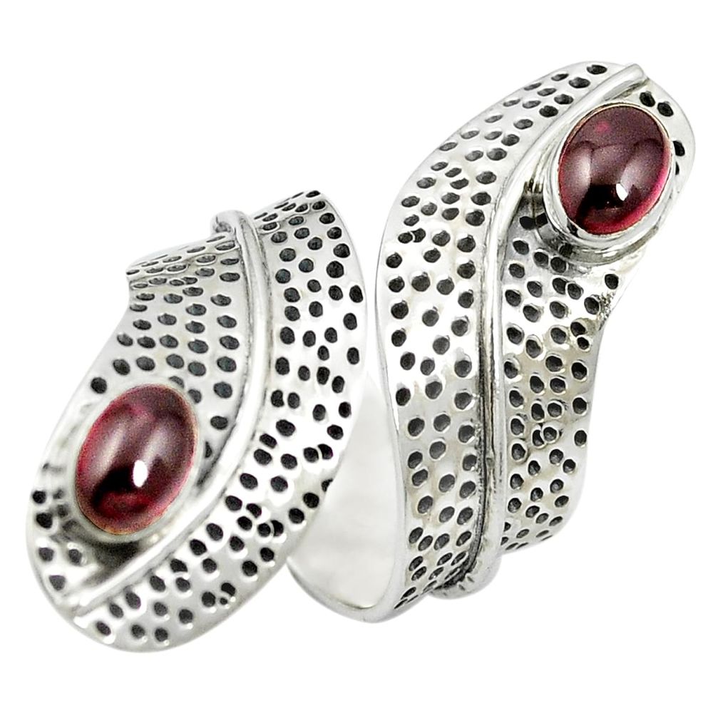 Natural red garnet 925 sterling silver adjustable ring jewelry size 6 m50275