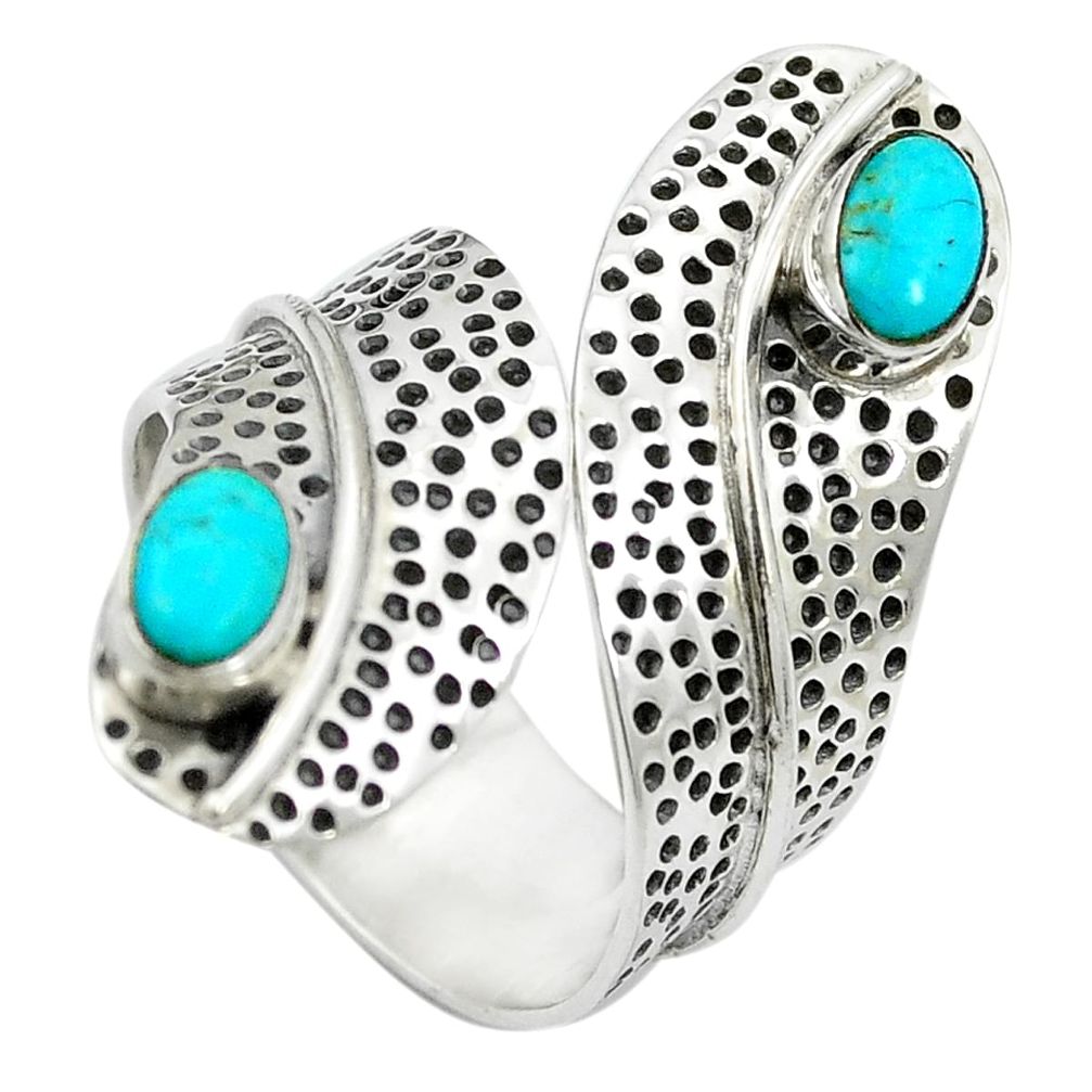 Green arizona mohave turquoise 925 silver adjustable ring size 8.5 m50276