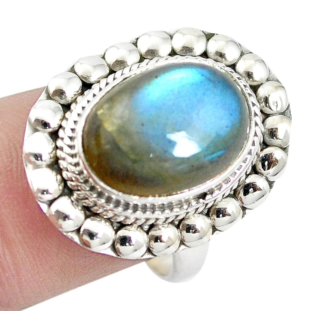 Natural blue labradorite 925 sterling silver ring jewelry size 7 m50392