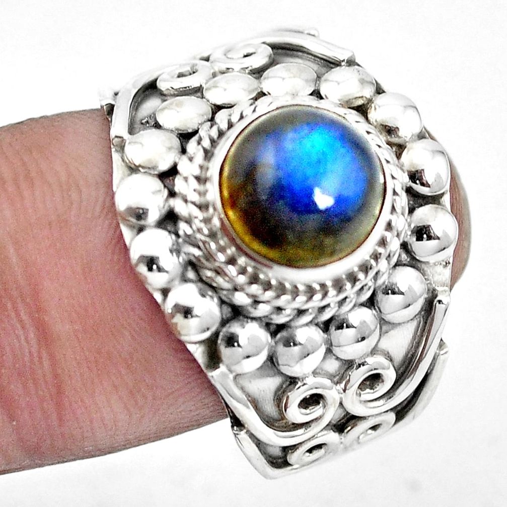 Natural blue labradorite 925 sterling silver ring jewelry size 9 m50414