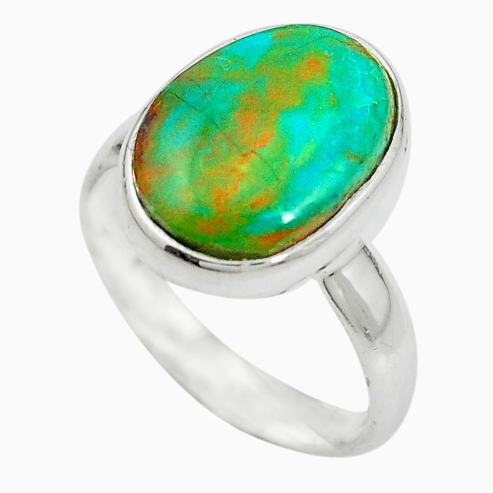 Natural green opaline 925 sterling silver ring jewelry size 8 m50526