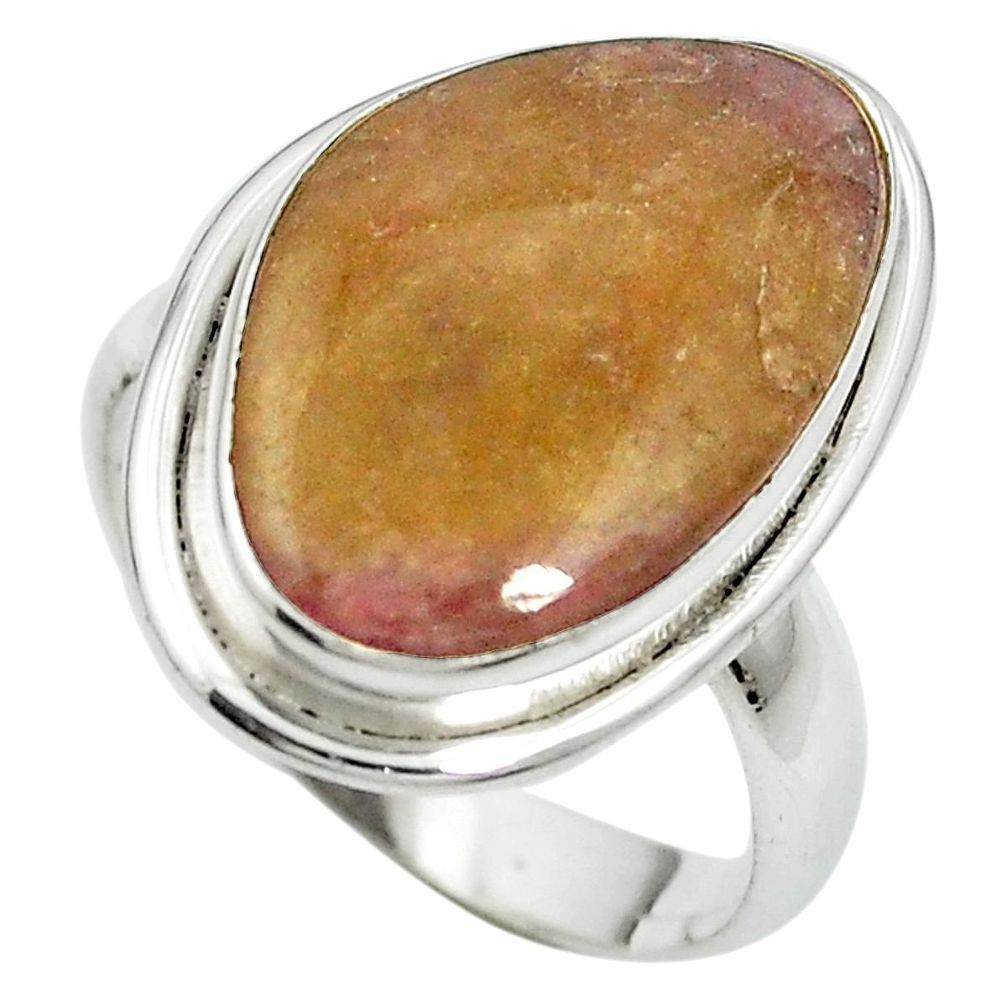 Natural pink bio tourmaline 925 sterling silver ring jewelry size 8 m50632