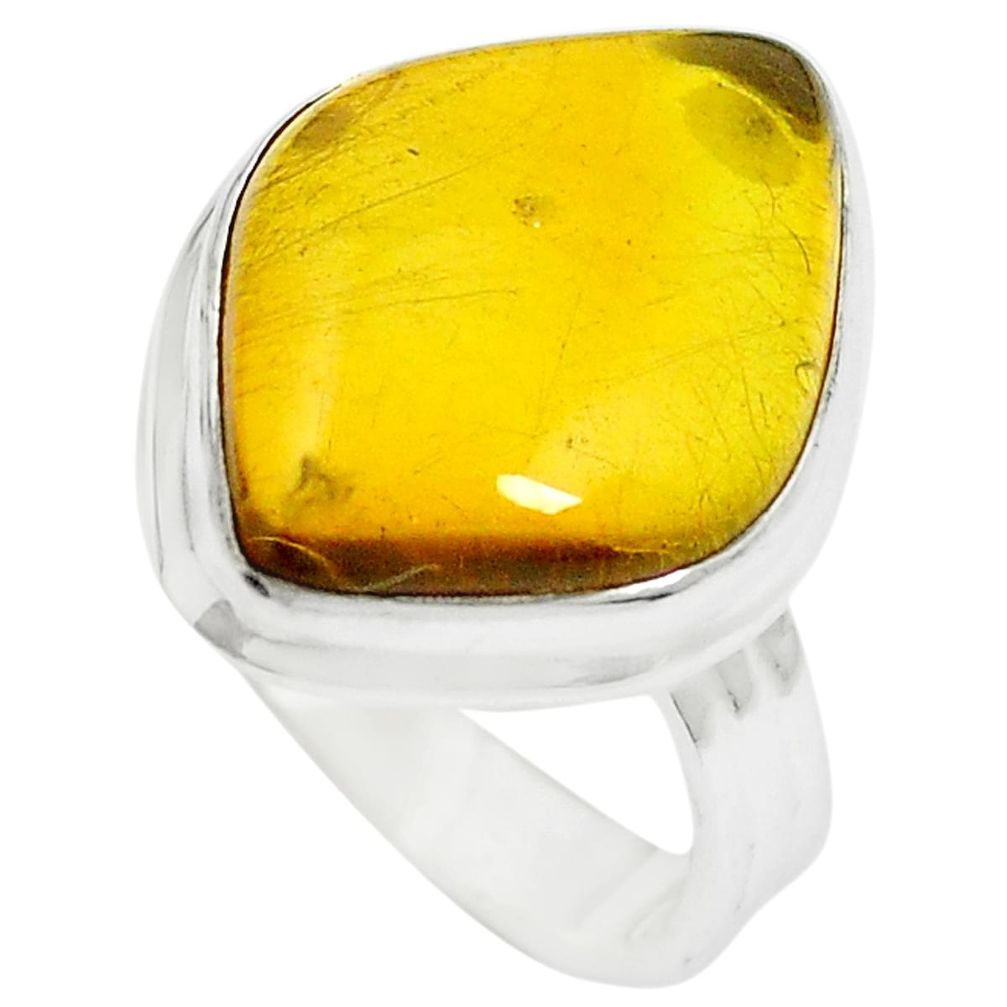 925 silver natural green amber from colombia ring jewelry size 6.5 m50665