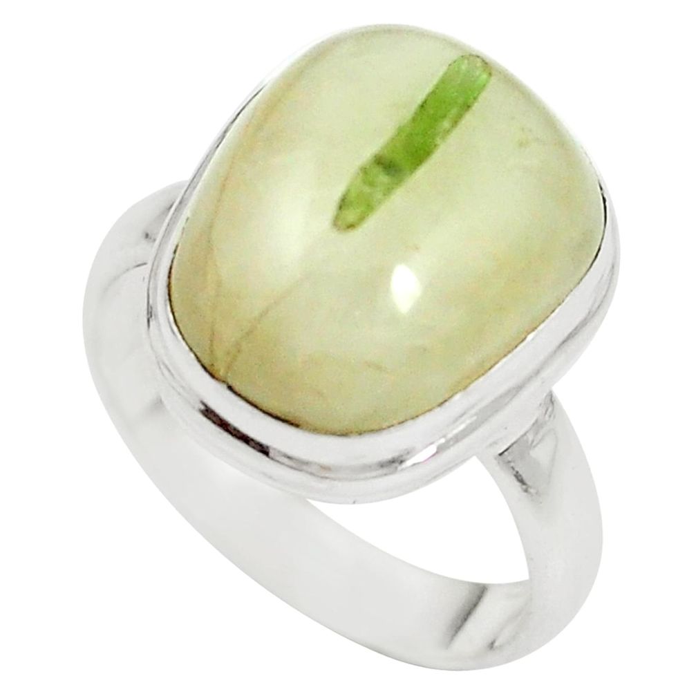 925 sterling silver natural green tourmaline in quartz ring size 7 m50704