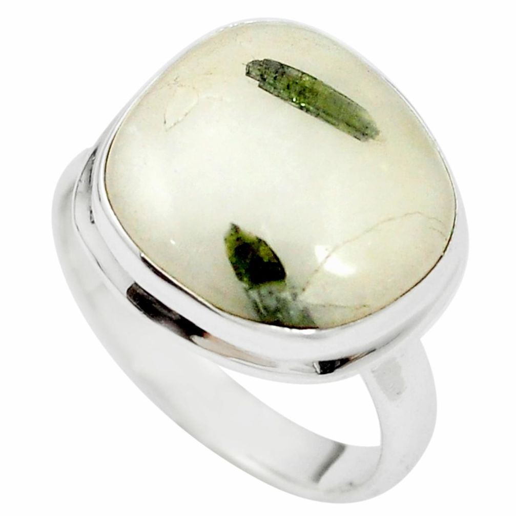 925 silver natural green tourmaline in quartz ring jewelry size 8 m50726