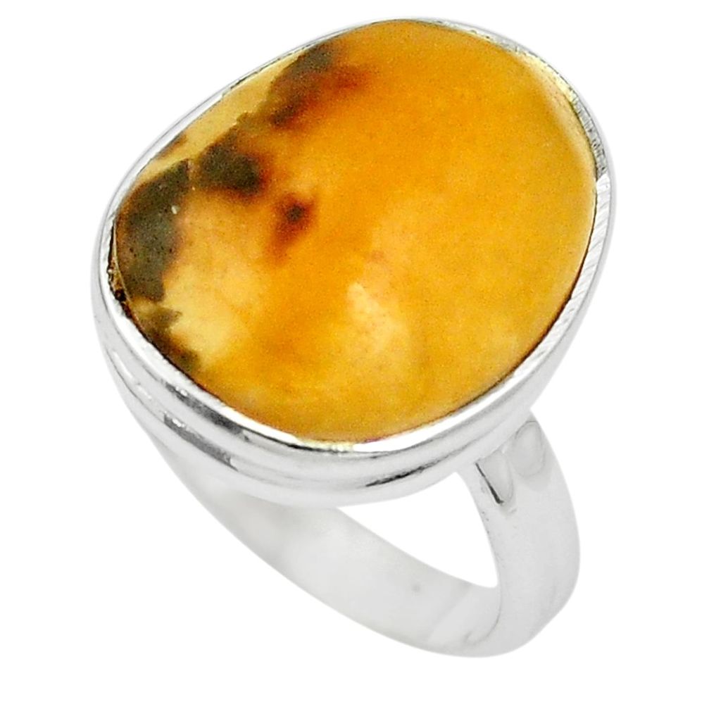 Natural yellow opal 925 sterling silver ring jewelry size 6.5 m50810