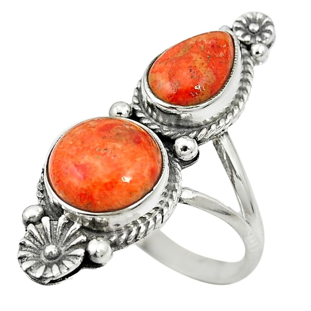 Red copper turquoise 925 sterling silver ring jewelry size 7 m50847