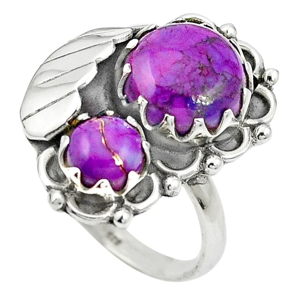 Purple copper turquoise 925 sterling silver ring jewelry size 8 m50861