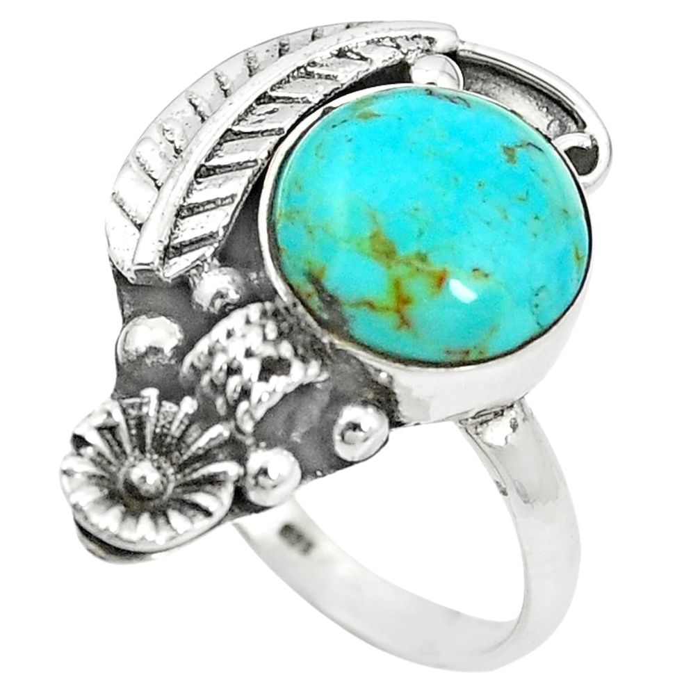 925 sterling silver blue copper turquoise flower ring size 8 m50899