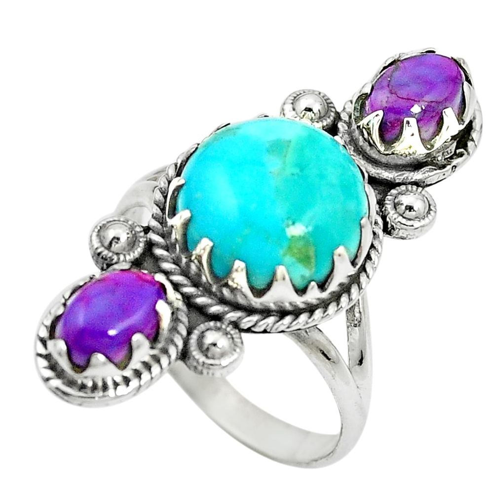 Multi color copper turquoise 925 sterling silver ring size 8.5 m50922