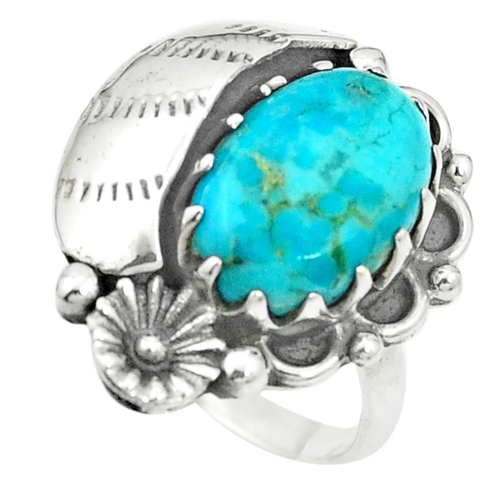 Blue copper turquoise 925 sterling silver ring jewelry size 7 m50943