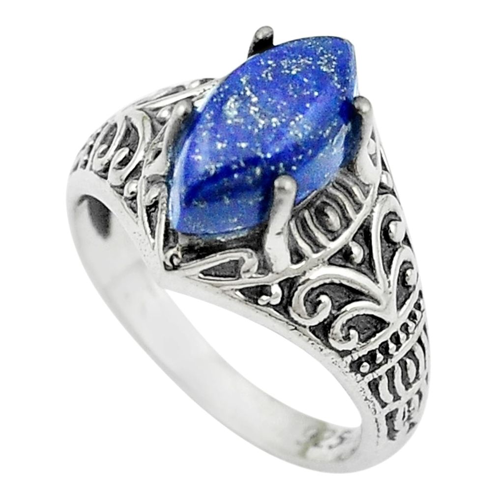 Natural blue lapis lazuli 925 sterling silver ring jewelry size 7 m51065