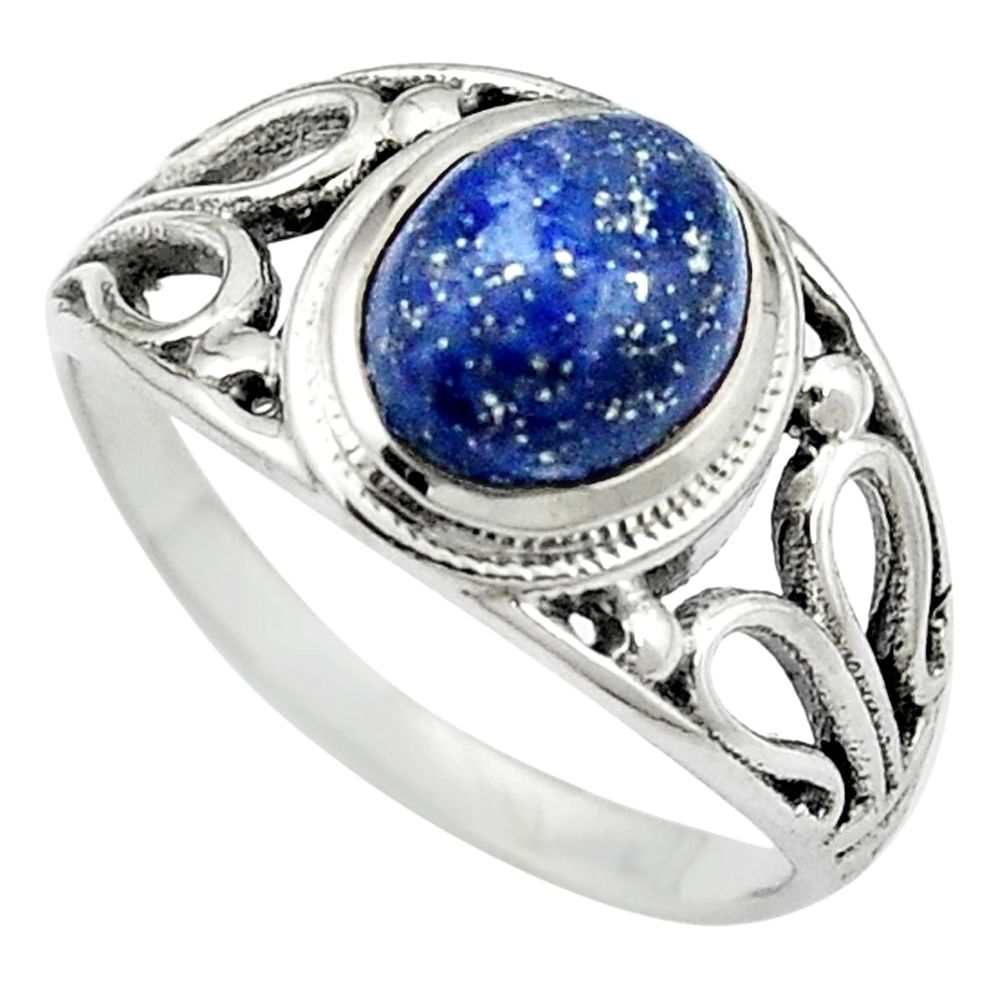 Natural blue lapis lazuli 925 sterling silver ring size 7.5 m51087