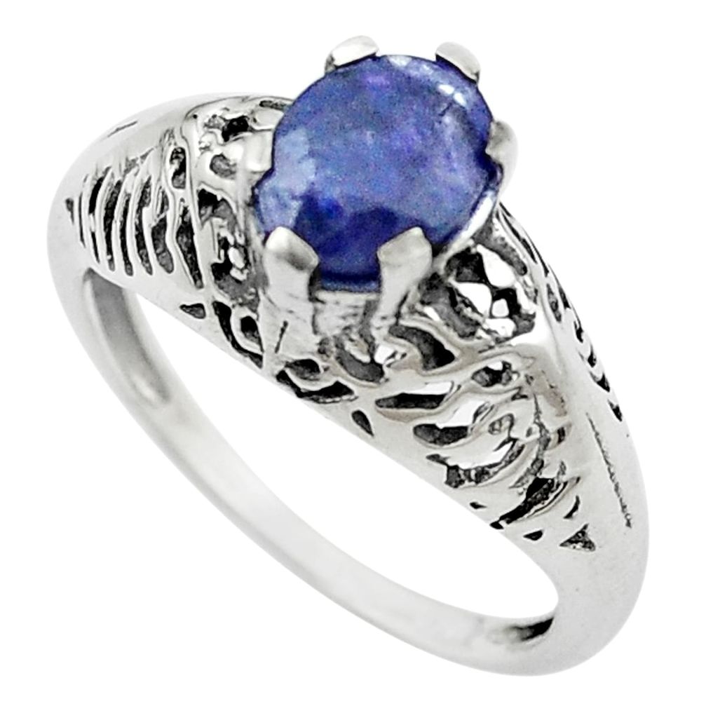 Natural blue sapphire 925 sterling silver ring jewelry size 7.5 m51097