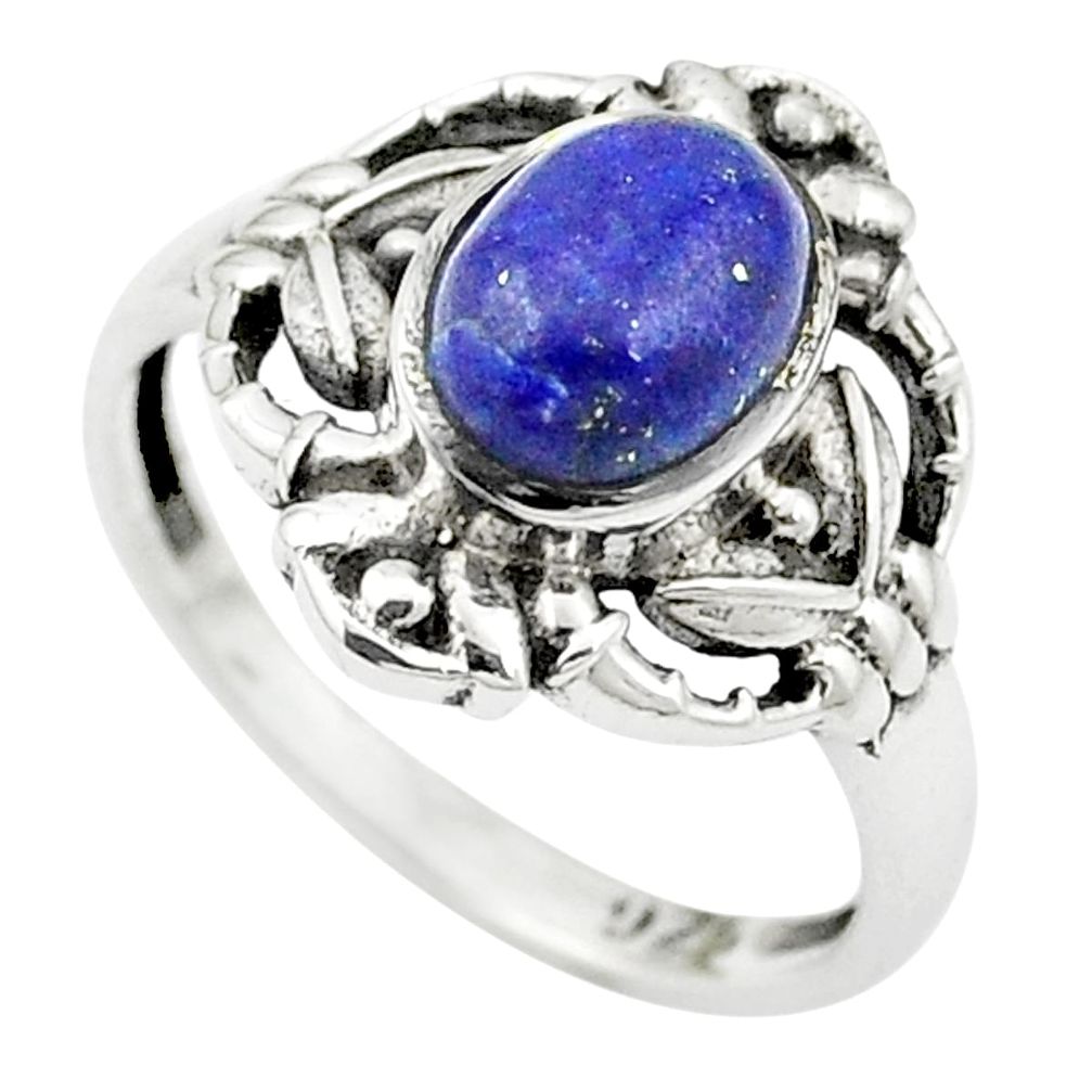 Natural blue lapis lazuli 925 sterling silver ring size 5.5 m51102