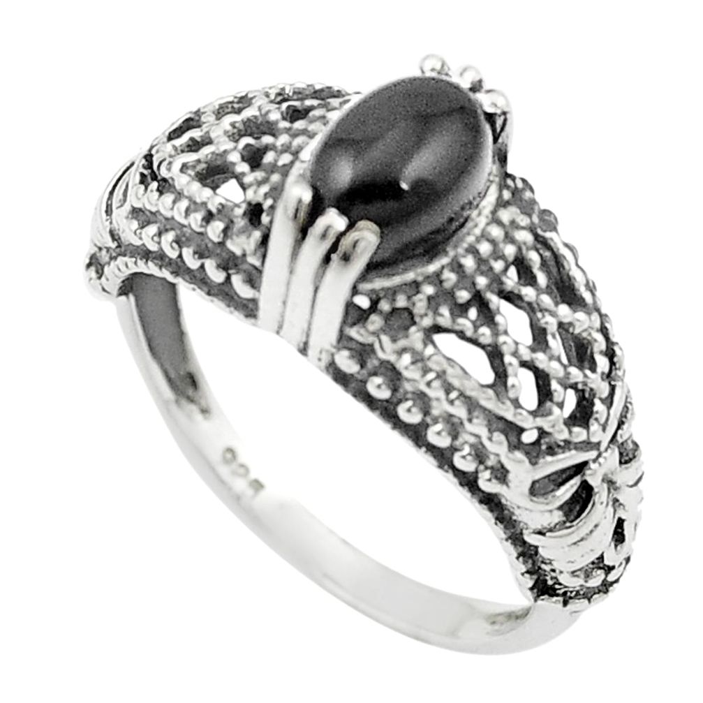 925 sterling silver natural black onyx ring jewelry size 6.5 m51105