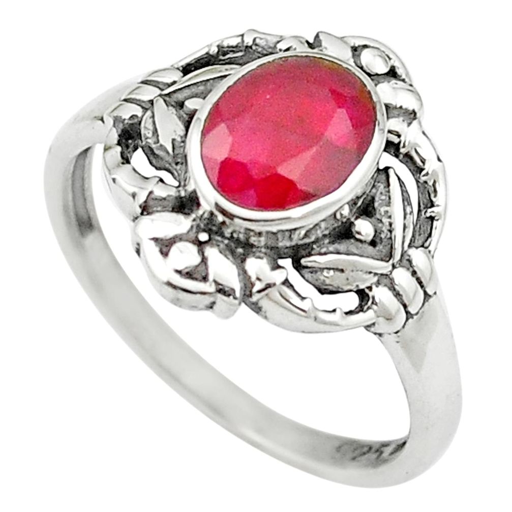 Natural red ruby 925 sterling silver ring jewelry size 7.5 m51111