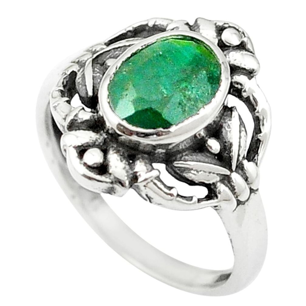 Natural green emerald 925 sterling silver ring jewelry size 5 m51112