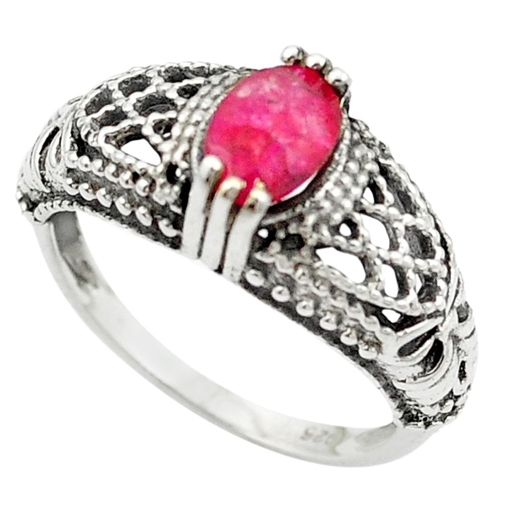 925 sterling silver natural red ruby ring jewelry size 7.5 m51114