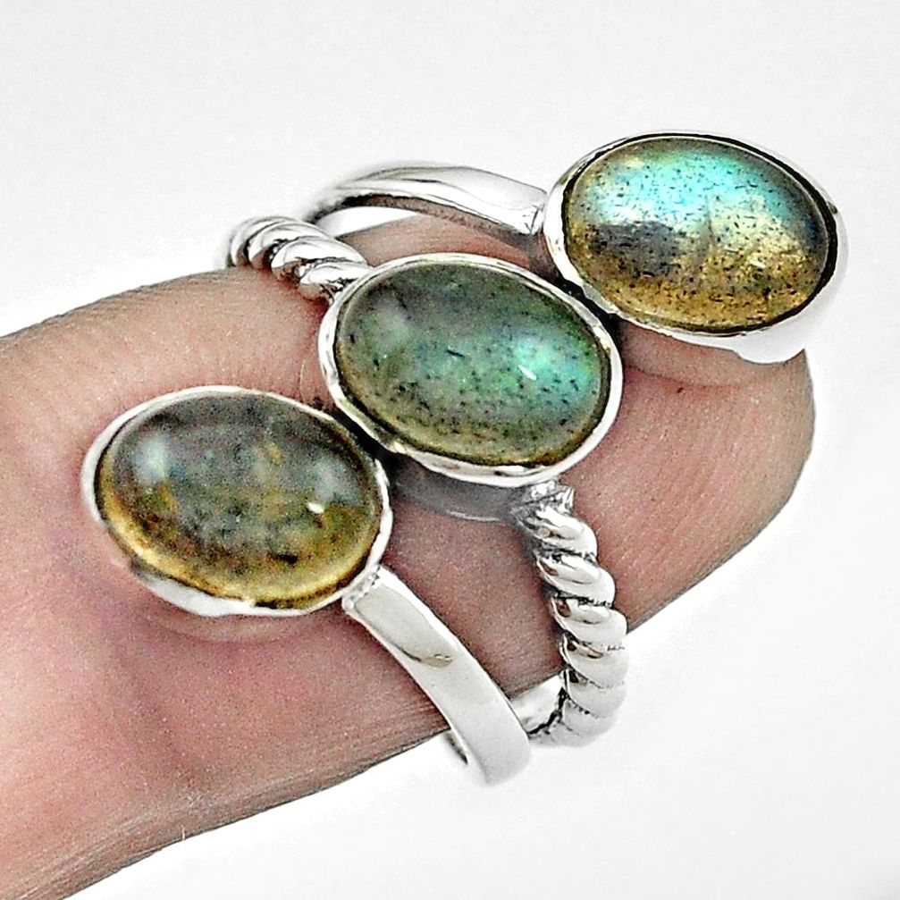 Natural blue labradorite 925 sterling silver ring jewelry size 6 m51123
