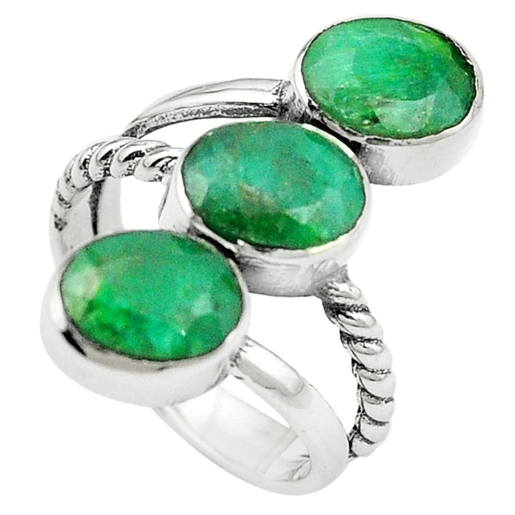 Natural green emerald 925 sterling silver ring jewelry size 6 m51127