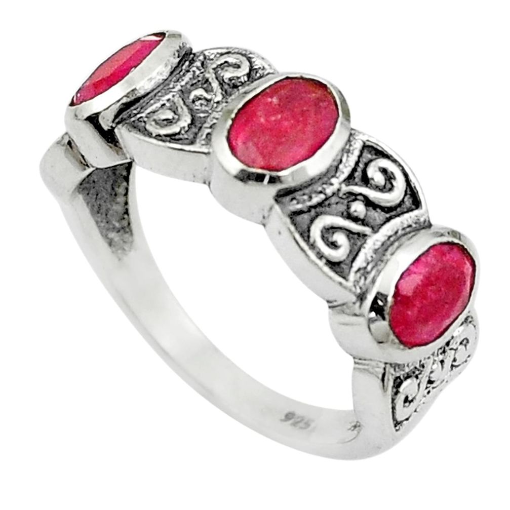 Natural red ruby 925 sterling silver ring jewelry size 6 m51138
