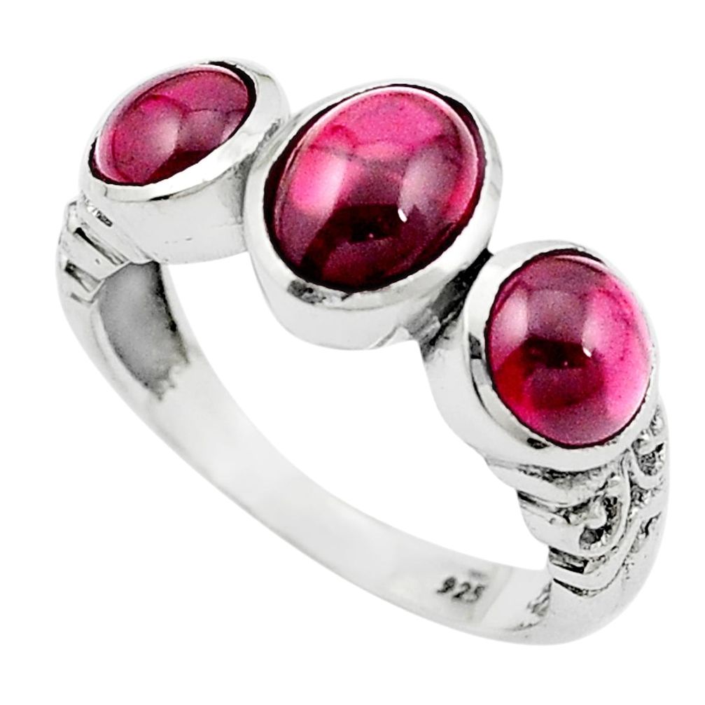 Natural red garnet 925 sterling silver ring jewelry size 6.5 m51139