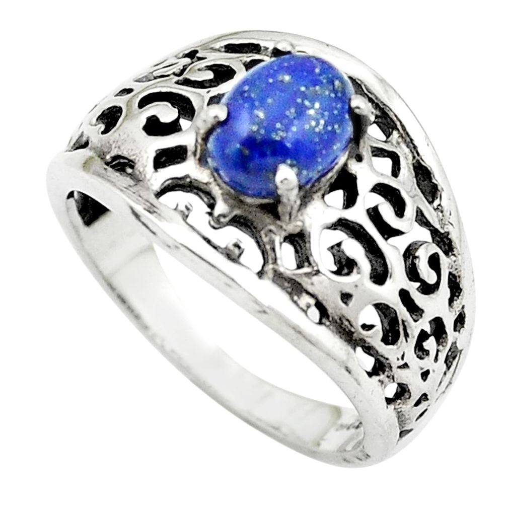 Natural blue lapis lazuli 925 sterling silver ring size 7.5 m51151